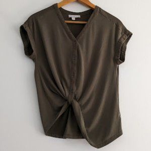 Chelsea 28 Olive Green Twist Bottom Blouse Size XXS